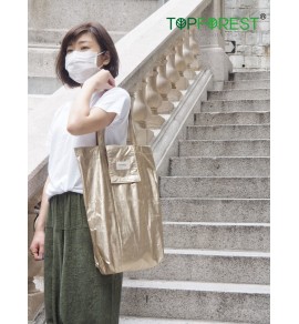A03037_C01027 獨特炫目金色摺疊收合袋 + 香檳金色化妝袋一套兩件 女士時尚配飾 
