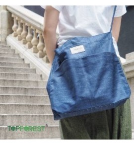 B05017/B05027 [基本款] 必備百搭牛仔布袋（2色選擇：純藍 / 條紋）兩用袋（手挽袋+斜身袋）牢固耐磨 | 經典牛仔帆布袋 | 托特包 | 斜背袋 | 手提袋