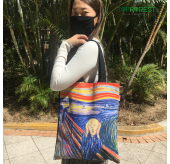 B22002A/2B/2C名畫帆布袋 純棉拉鍊袋 優質印製 自家出品