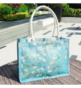 TOPFOREST - 新品上架 [世界名畫] 耐用防水拉鍊袋 | 梵高《盛開的杏花》大師級帆布油彩畫作 | 大容量 | 店主推介 | 自家優質出品 | 易配襯 B241101-AB