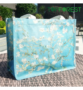 TOPFOREST - 新品上架 [世界名畫] 耐用防水拉鍊袋 | 梵高《盛開的杏花》大師級帆布油彩畫作 | 大容量 | 店主推介 | 自家優質出品 | 易配襯 B241101-AB